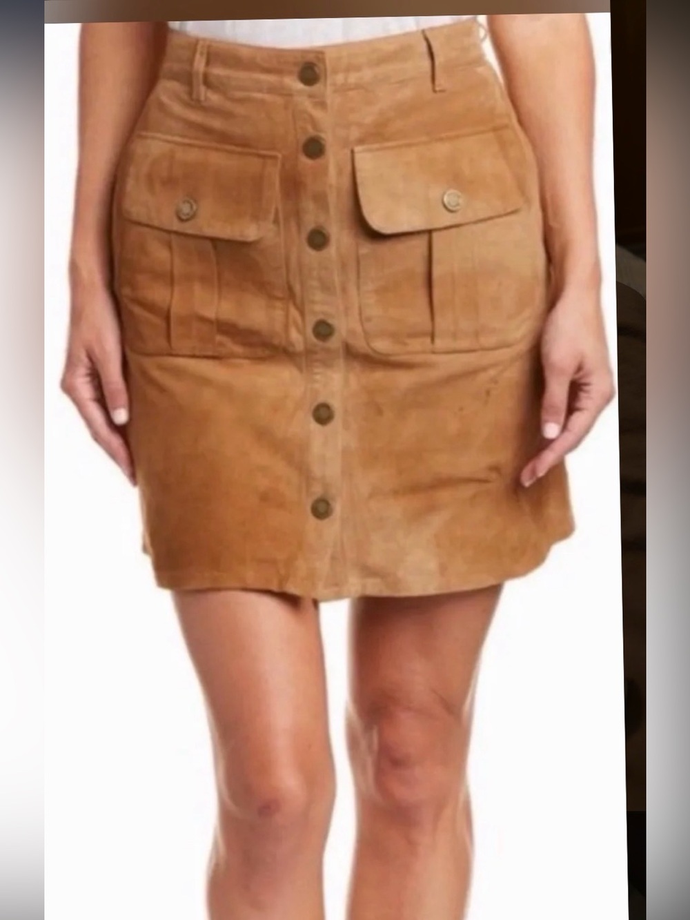 Etienne Marcel Suede Button-Mini Skirt